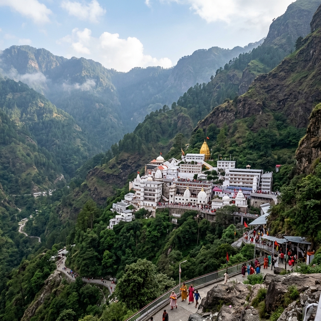 Vaishno Devi Bhawan Katra — the sacred white temple complex in Trikuta Hills